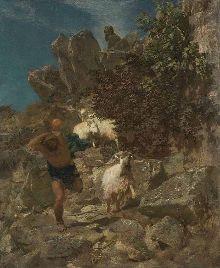 Pan spaventa un pastore (1860) - Collezione Schack, Monaco di Baviera
